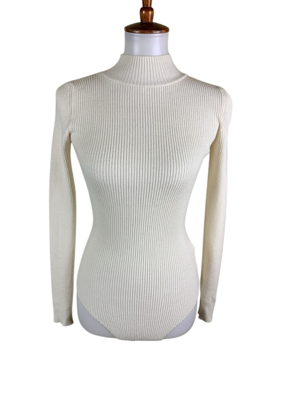 Pietro‎ Brunelli Milano Ribbed Turtleneck Sweater Bodysuit Ivory Stretch Medium